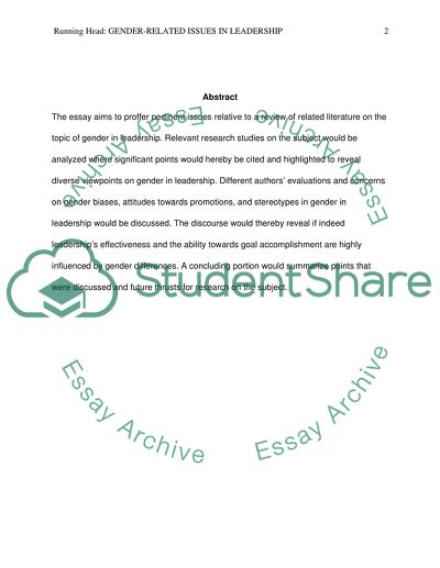 Gender-Related Issues in Leadership