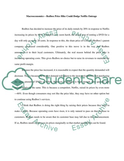 Macro Economics-- Redbox Price Hike Could Dodge Netflix Outrage