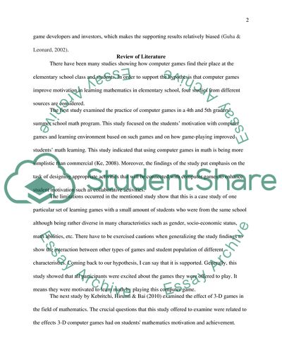 Computer Game Improves the Motivation of Learning Mathematics