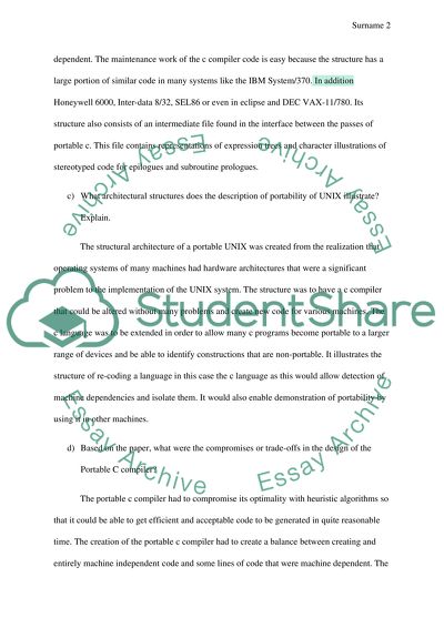 Portability of the C Program Language and the Unix System