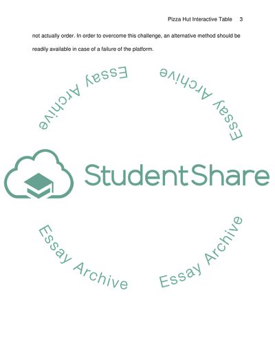 Major disadvantages of pizza hut interactive table