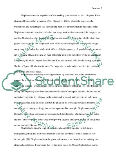 The Working Poor Invisible in America by Shipler