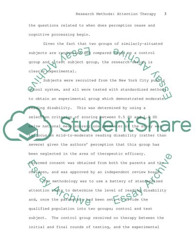 Attention Therapy and Reading Comprehension