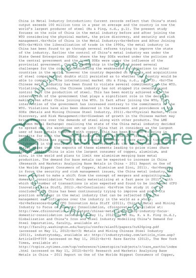 China in metal industry