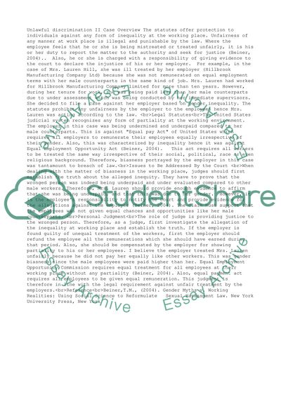 Unlawful Discrimination II