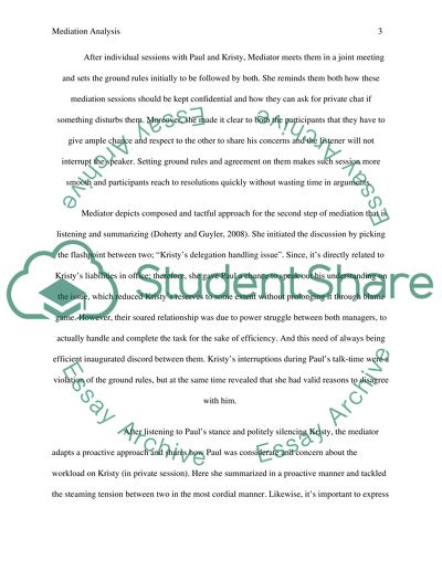 Critical Analysis of Mediation in Action: Role-Playing Workplace Dispute Resolution Video