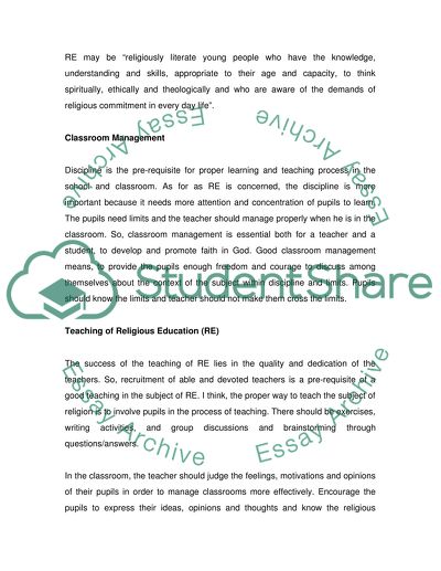 Teaching and Classroom Management in Religious Education