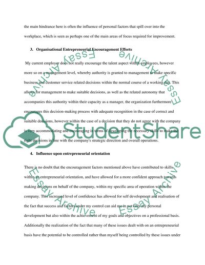 Entrepreneurship - Organisational Entrepreneurial Encouragement Efforts