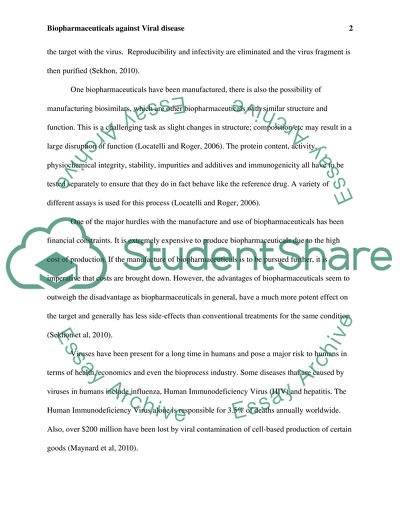 Biopharmaceuticals against Viral disease - development and pharmaceutical action