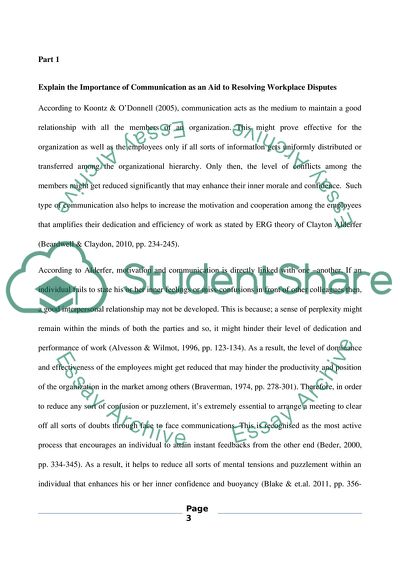The Importance of Communication as an Aid to Resolving Workplace Disputes