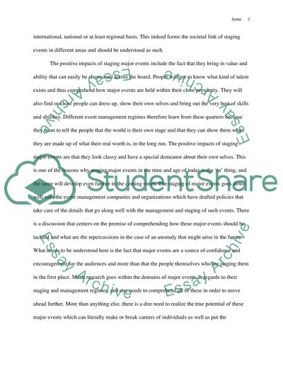 Social Impacts of Staging Major Events