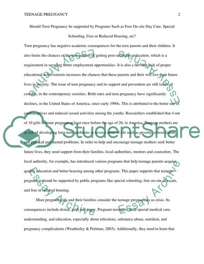 Should Teen Pregnancy Be Supported by Programs