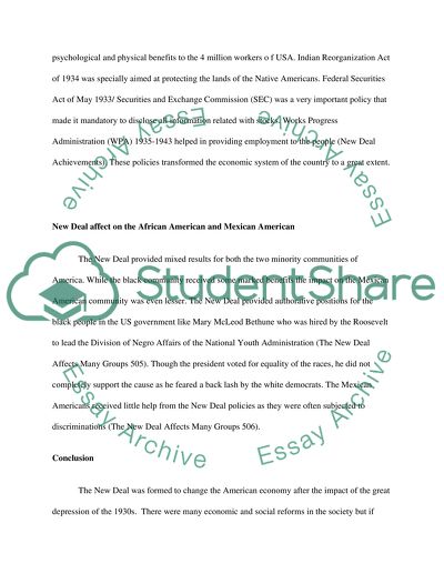 The New Deal legislation affected African American and Mexican American