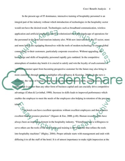 Thesis on the Cost/Benefit Analysis of Interactive Training on Hospitality Operations Personnel