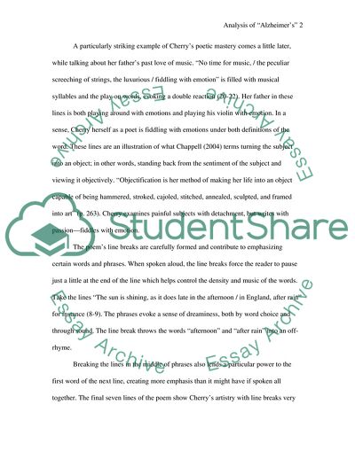 Analysis ofAlzheimers by Kelly Cherry