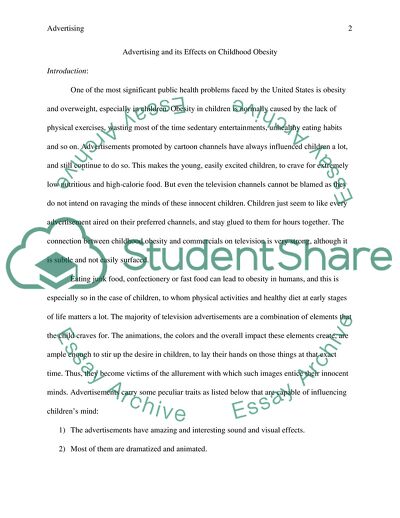 Advertising and its Effects on Childhood Obesity