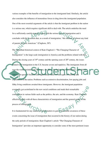 Changing Character of Immigration by Kate Claghorn