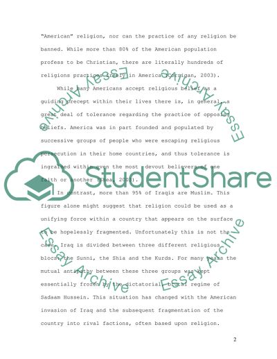 The Role of Religion in the USA and Iraq