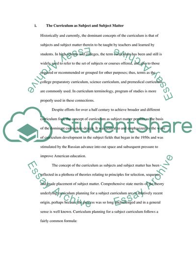 Curriculum and Shaping of Education