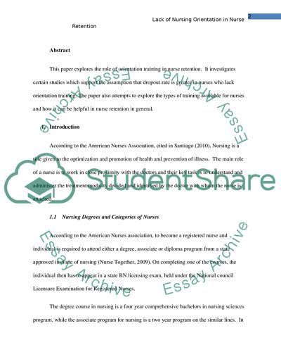 Inadequate Nursing Orientation in Nurse Retention and Recruitment