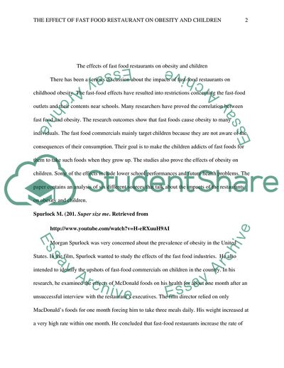 The Effects of Fast-Food Restaurants on Obesity and Children