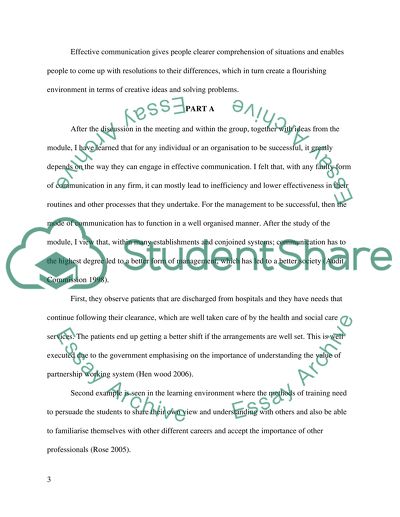 Effective Communication is the Most Essential Element of Successful Partnership Working