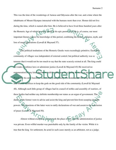 Cultural Ideals and Values of the Homeric Greek