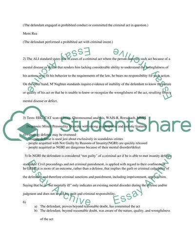 Not Guilty by Reasons of Insanity