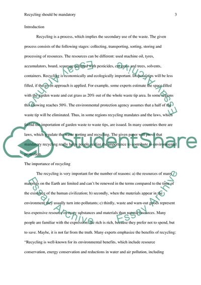 Recycling Should Be Mandatory