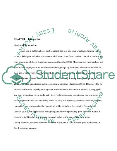 Issues of drugs use in public schools