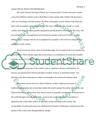 Classical Sociological Theory by Ritzer and America by John DeBrizzi