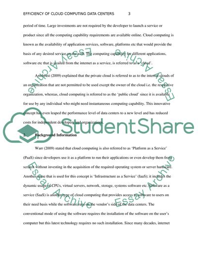 Efficiency of Cloud Computing Data Centers