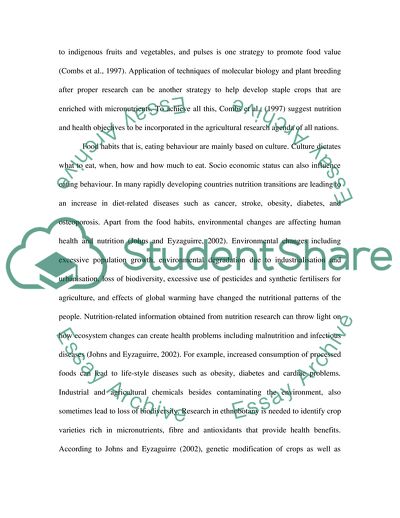 Food Systems for Improved Health