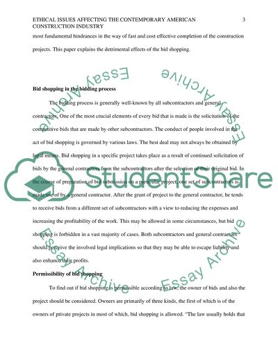 Ethical issue,or issues, affecting the Construction industry today (mainly in the USA)