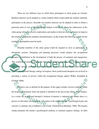 Effectiveness Of Occupational Therapy In Palliative Care