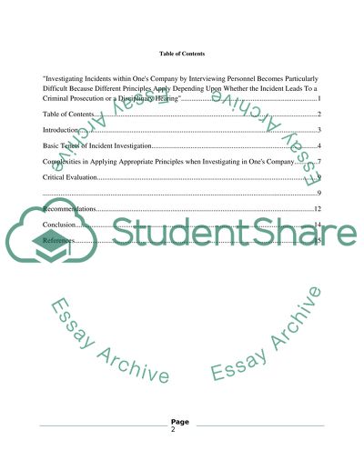 Investigating Incidents within Ones Company by Interviewing Personnel