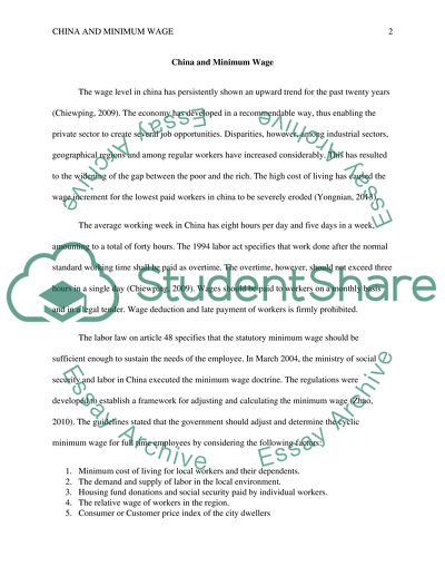 China and minimum wage