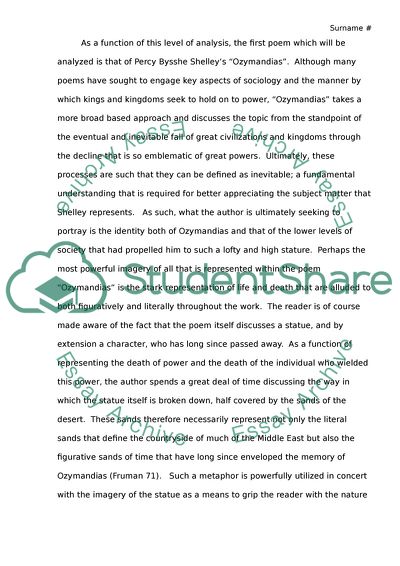 Comparison of Use of Imagery and Metaphor in Percy Bysshe Shelleys Ozymandias and Thomas Dylans Fern Hill