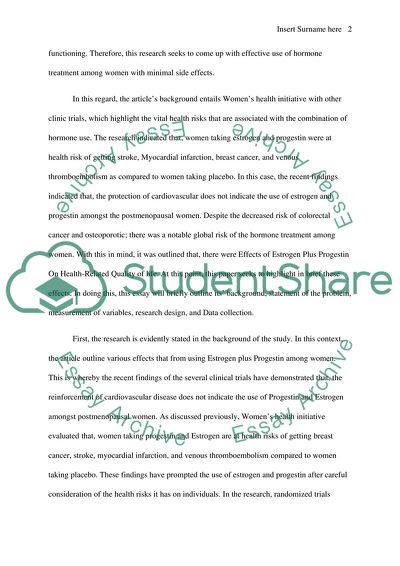 Effects of Estrogen Plus Progestin On Health-Related Quality of Life