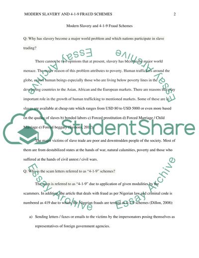 Modern Slavery and 4-1-9 Fraud Schemes