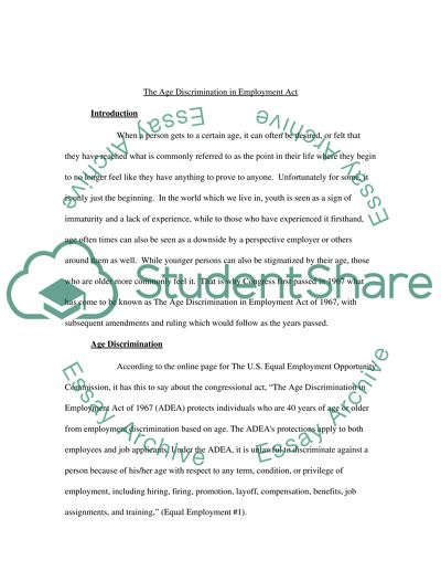 The Age Discrimination in Employment Act
