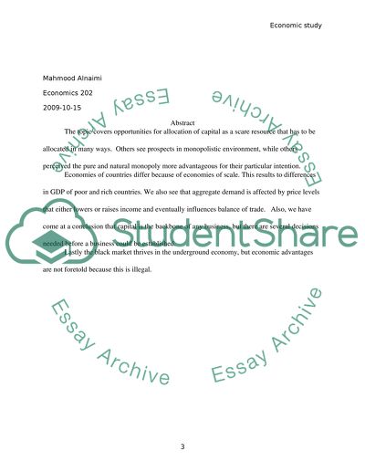 Economic Resources and Allocation