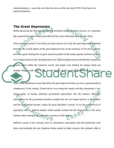 The New Deal as the Beginning of a New Era in American History