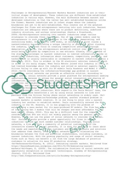 Challenges in entrepreneurial/nascent markets