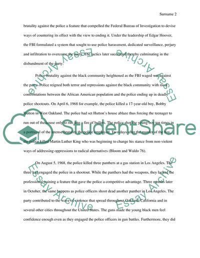 Critical Analsysis Paper on Black Panther Party