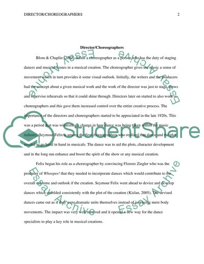 Director/Choreographers and the Impact of the Role on Development of Musical Theatre