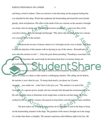 Explication on a Poem in Dirge for the Two Veterans