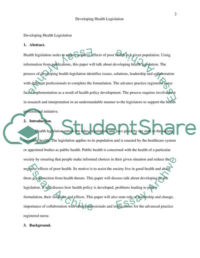 Developing Health Legislation