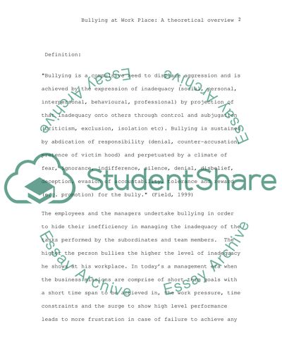 Bullying at Work Place