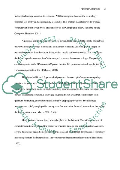 Computer Will the cost and power of personal computers continue on the current trend